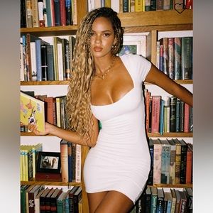 NWT: Princess Polly Nolan Short Sleeve Mini Dress White